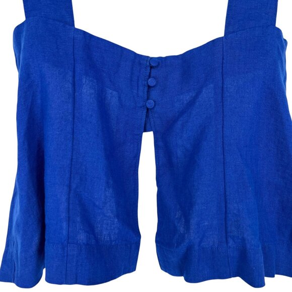 Madewell Curved-Neck Shell Tank Top Blue Linen Sleeveless Blue Size 00 NWT - Picture 5 of 9